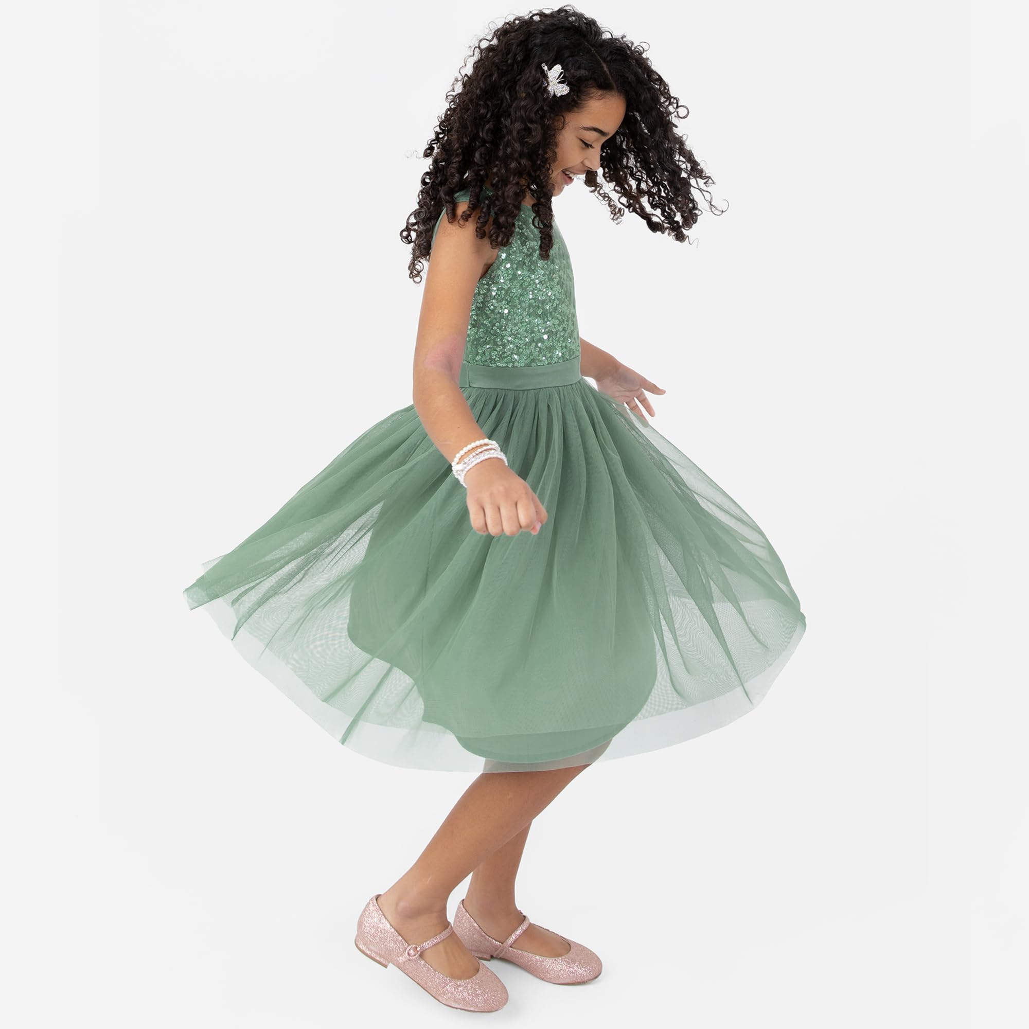 Maya Deluxe Mädchen Paillettenverziertes Hochzeit Und Geburtstag Festlich Mit Bandschleife Brautjungfernkleid Kleid – Bild 2