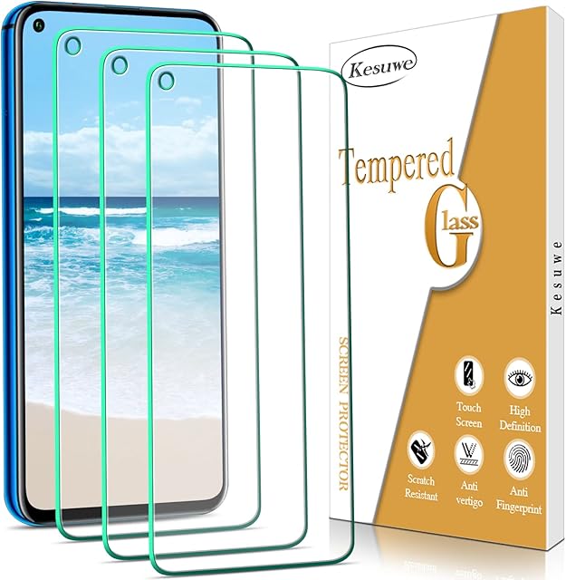 Kesuwe [3 Pack] Screen Protector for Huawei Nova 5T Tempered Glass, 9H Hardness, Anti-Scratch, Bubble Free, Case Friendly, Easy Installation, Premium Quality Guard Film