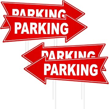 Barydat 4 Pcs Parking Sign with Stake for Outside Event Parking 17 x 6 Inch