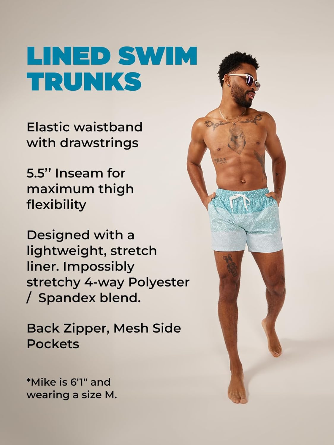 Chubbies Lined Mens Swim Trunks 5.5 Inch – Swim Shorts and Mens Shorts with Elastic Waist, Boxer Brief Liner, UPF 50+