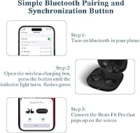 Vista 4 de Jinstyles Funda de carga inalámbrica compatible con Beats Fit Pro, cargador portátil de repuesto con botón de sincronización de emparejamiento