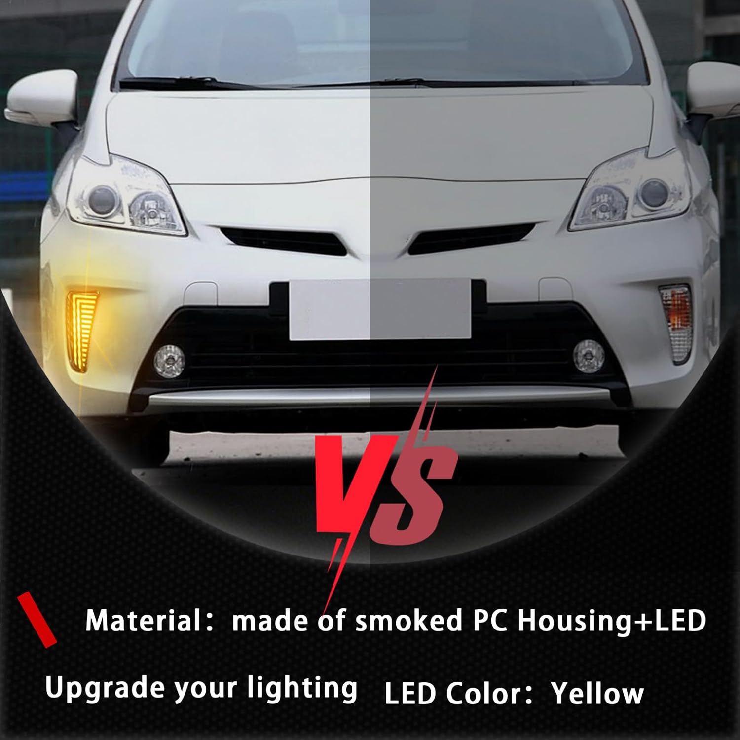 LED Front Bumper Lights for Toyota Prius 2012-2015, High Brightness Daytime Running Lights, Amber Sequential Turn Signal Lights, 2 Pieces, No Damage Installation