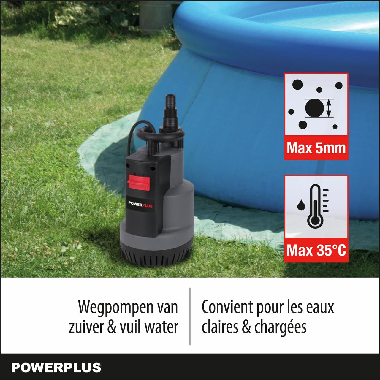 Power plus POWEW67920-750 W, pompa sommergibile, temperatura massima 35 °C e portata 12.500 l/h, pompa da giardino, pompa di aspirazione, pompa sommergibile, attrezzi da giardino