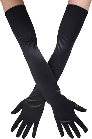 Women Long Opera Party 1920s Satin Gloves Gatsby Costume Bridal Evening Flapper Gloves Elbow Length 21