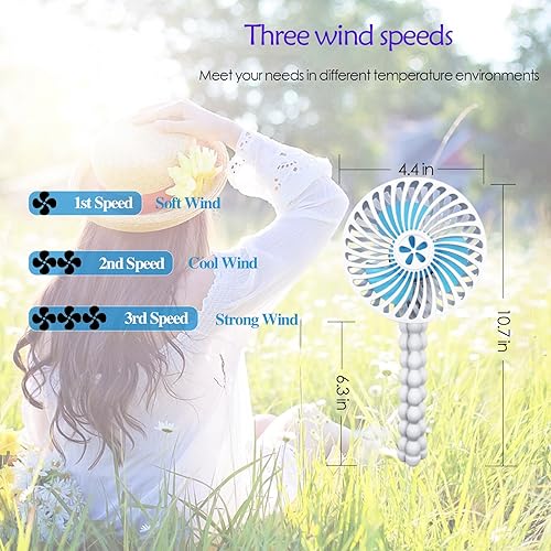 Miniatura 7 de Mini ventilador portátil para cochecito, ventilador de batería, trípode flexible, ventilador de viaje USB, ventilador de mano que sopla aire frío,