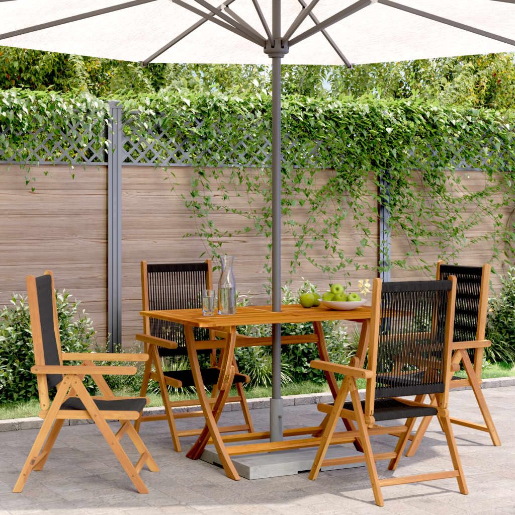 Chaises de jardin inclinables pour éviter le mal de dos en acacia noir lot de 4