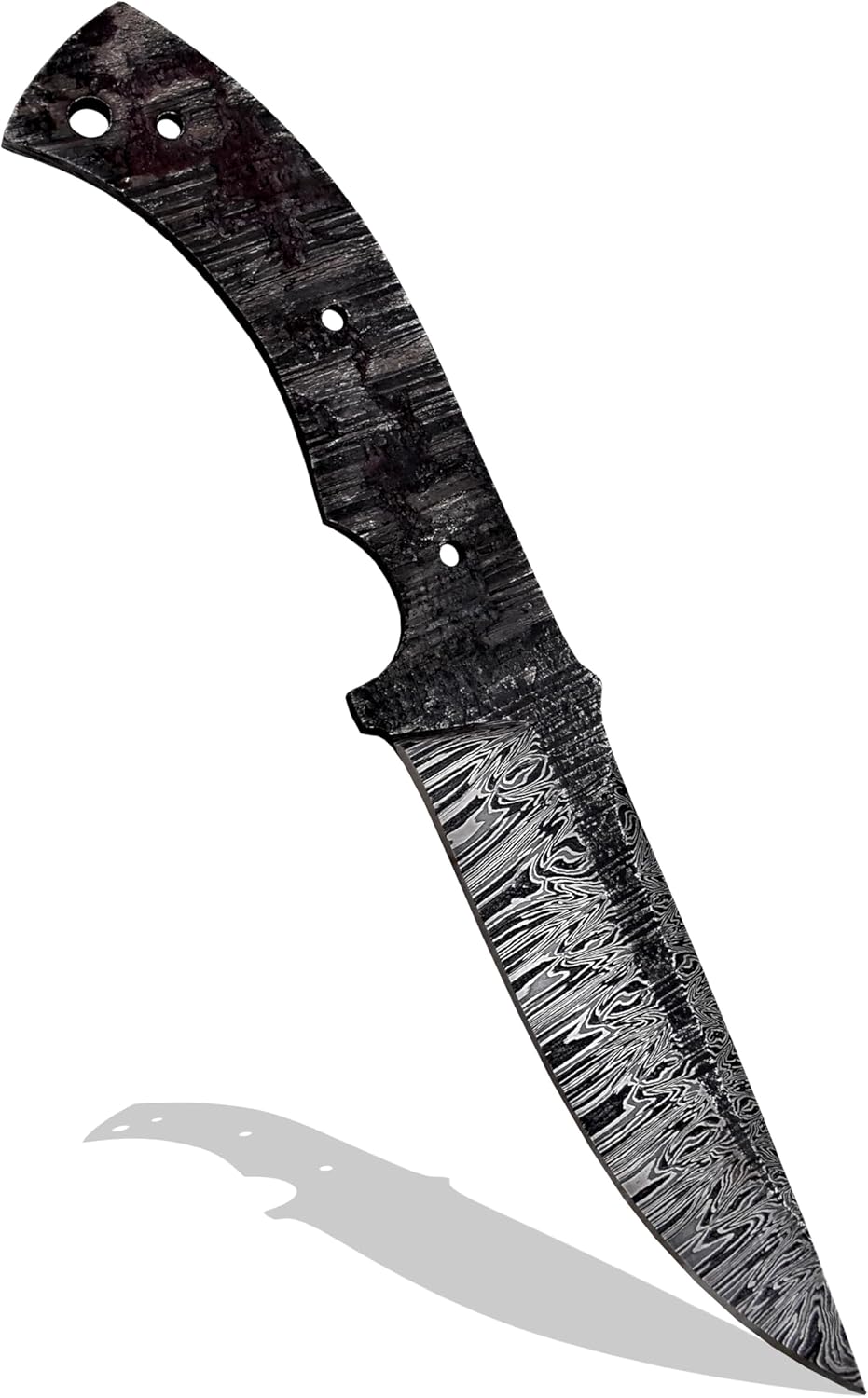 Custom Hand Forged Damascus Steel Blank Blade Knife Making Kit Hunting Knife Leather sheath, Pin, Scale, Camping Blade Damascus Blade Billet Handmade Knives Making Supply (BK-K)