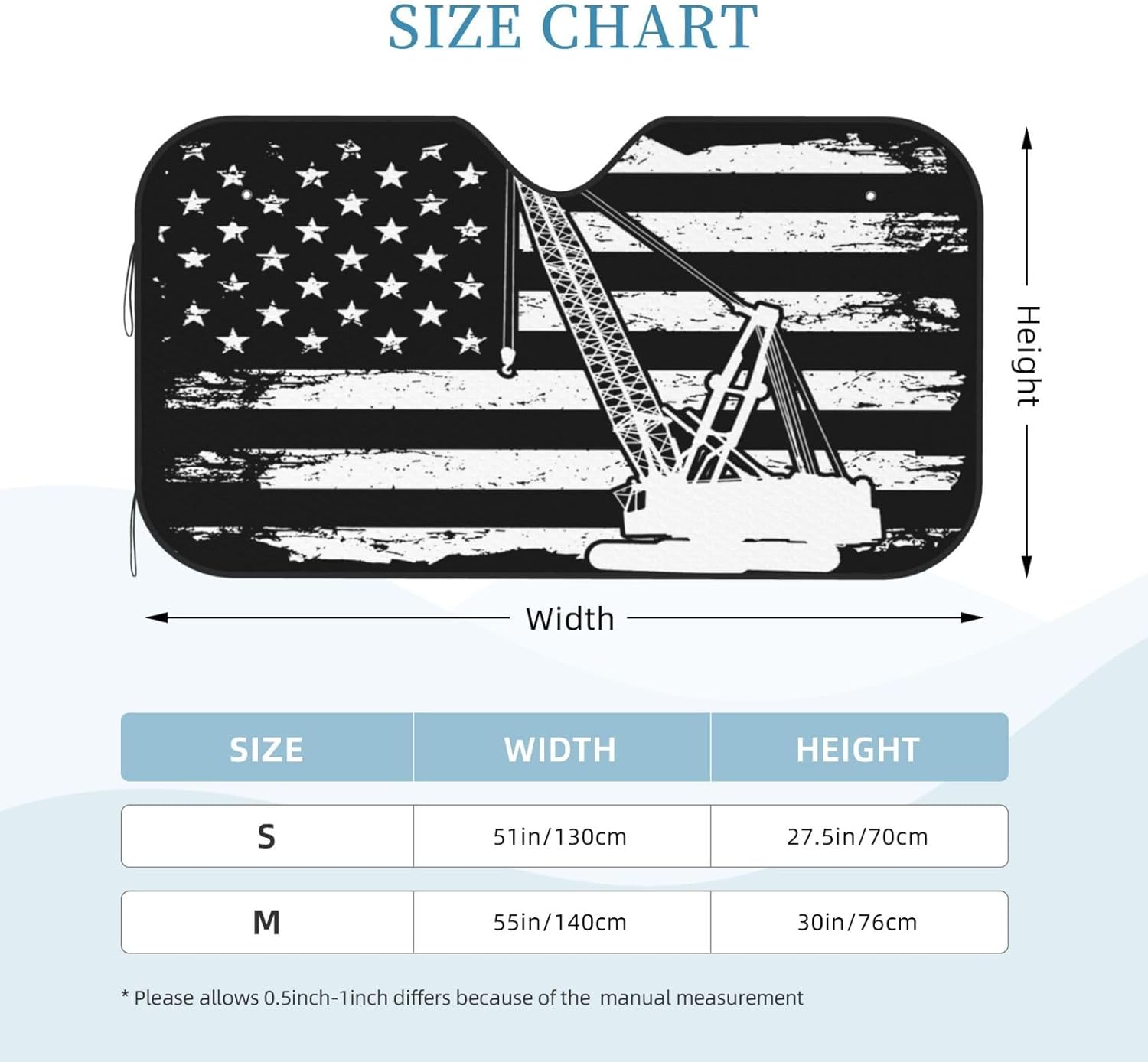 Crane Operator America Flag Foldable Car Windshield Sunshade Blocks Heat and Sun Glare Uv Rays