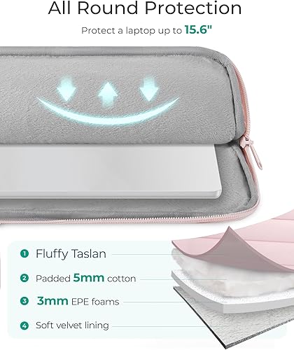 Miniatura 5 de BAGSMART Funda para laptop de 15 a 16 pulgadas, bolsa acolchada ligera para laptop con correa para MacBook AirPro, resistente al agua, a prueba de