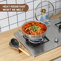 Vista 3 de Nihow Soporte de cuchara de cerámica: Soporte de utensilios estable de 4 pulgadas - Soporte de cuchara para encimera de cocina/Superficie de Marrón