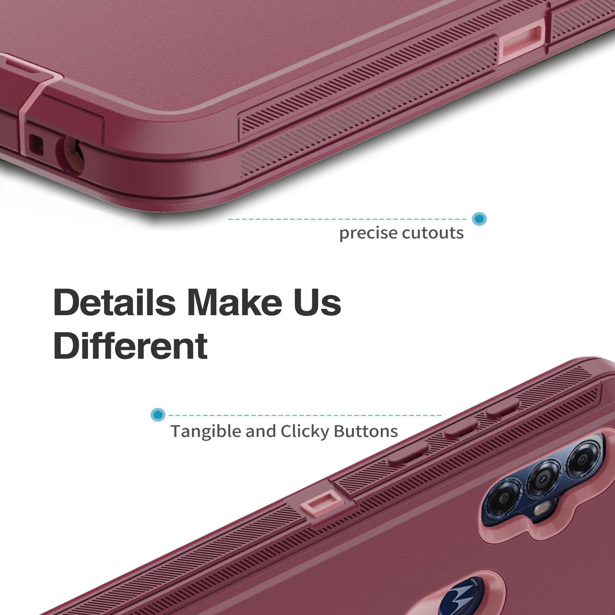 Funda para Moto G Pure, Moto G Play 2023, Moto G Power 2022, funda protectora resistente con [3 capas] cubierta de protección de goma resistente a prueba de golpes para Motorola G Pure (rojo