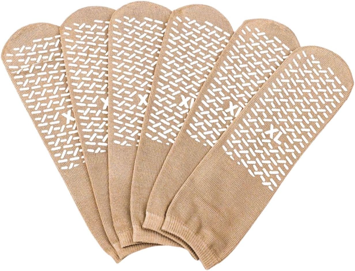 Slip Stop Safety Single Tread Slipper Socks | Non-Slip, Non-Skid Gripper Socks (3 Pair) - Image 2