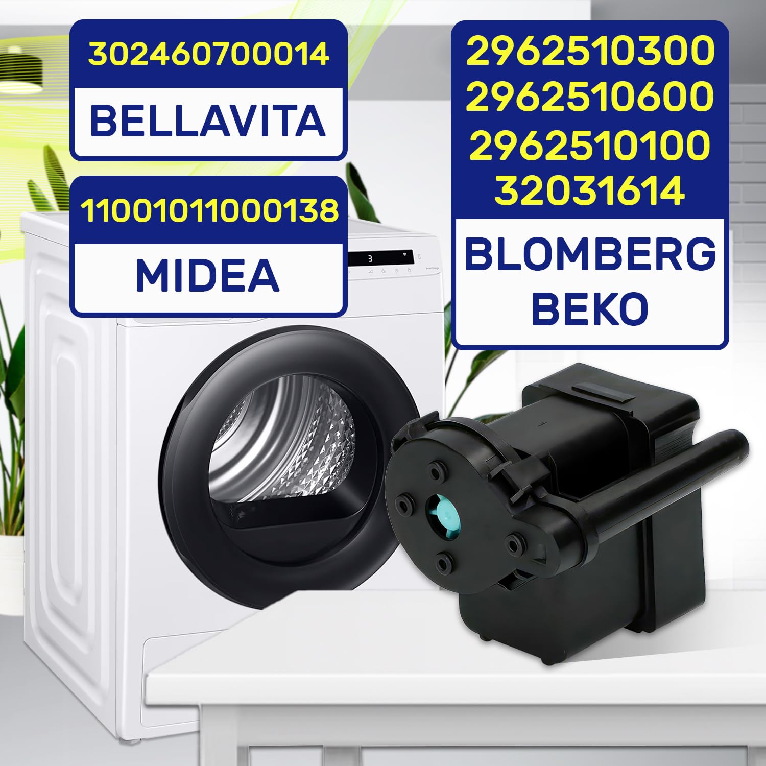 Pompe D'évacuation des Condensats pour Seche Linge 220V-240V 13W avec le Code Original 2962510300 2962510600 pour Beko pour Arcelik B13-6C pour HANYU - Garantie de 10 Ans - MONTERAL