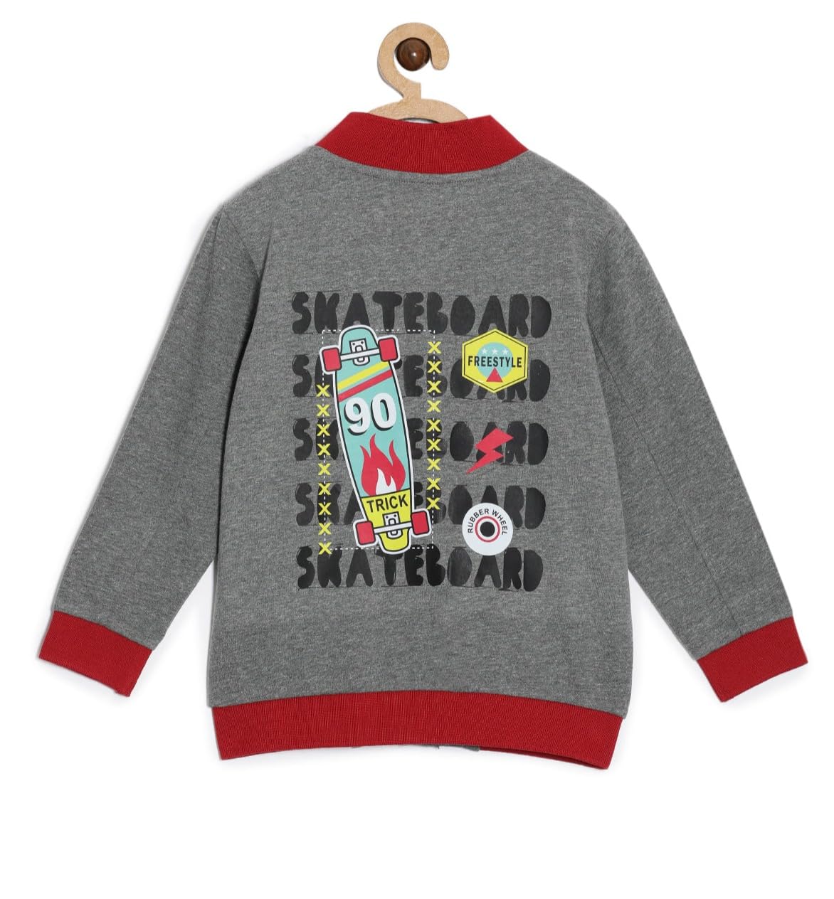 The Mom Store Winter Jackets for Kids | Cute Sweatshirt and Cool Bomber for Baby Boy and Baby Girls | Cotton | with Zippers | Bomber Jacket | Skateboard | 6-7Y - Image 2 thumbnail