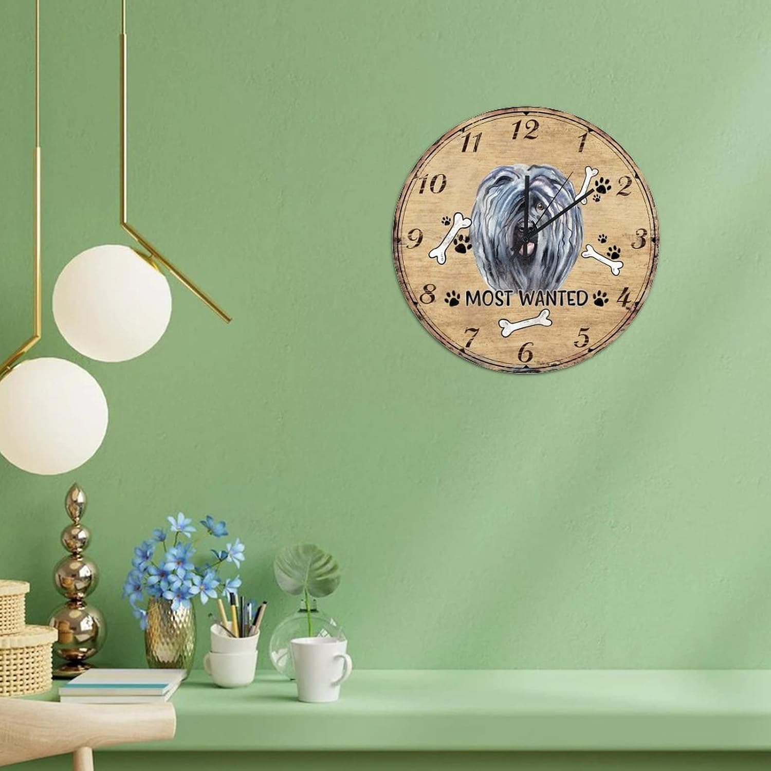Cute Pet Dog Paw Wall Clock 12in Dog Lovers Gift Wood Wall Clock Silent Non Ticking Battery Operated Motivational Wall Art Old World Look Decor for Bedroom Condo Travel Trailer Man Cave Countryside image 4