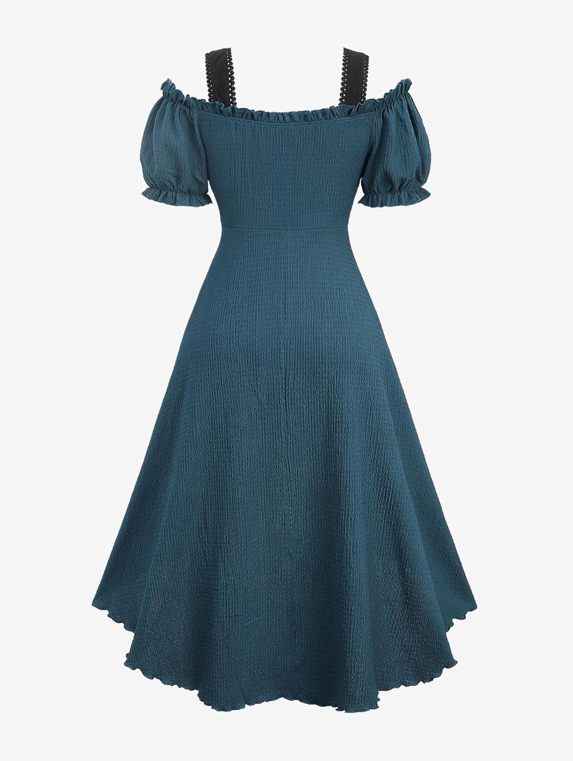 ROSE GAL Rosegal Women Plus Size Steampunk Renaissance Costume Dress Cold Shoulder Ruffles Lace-up High Low Dress - Image 3