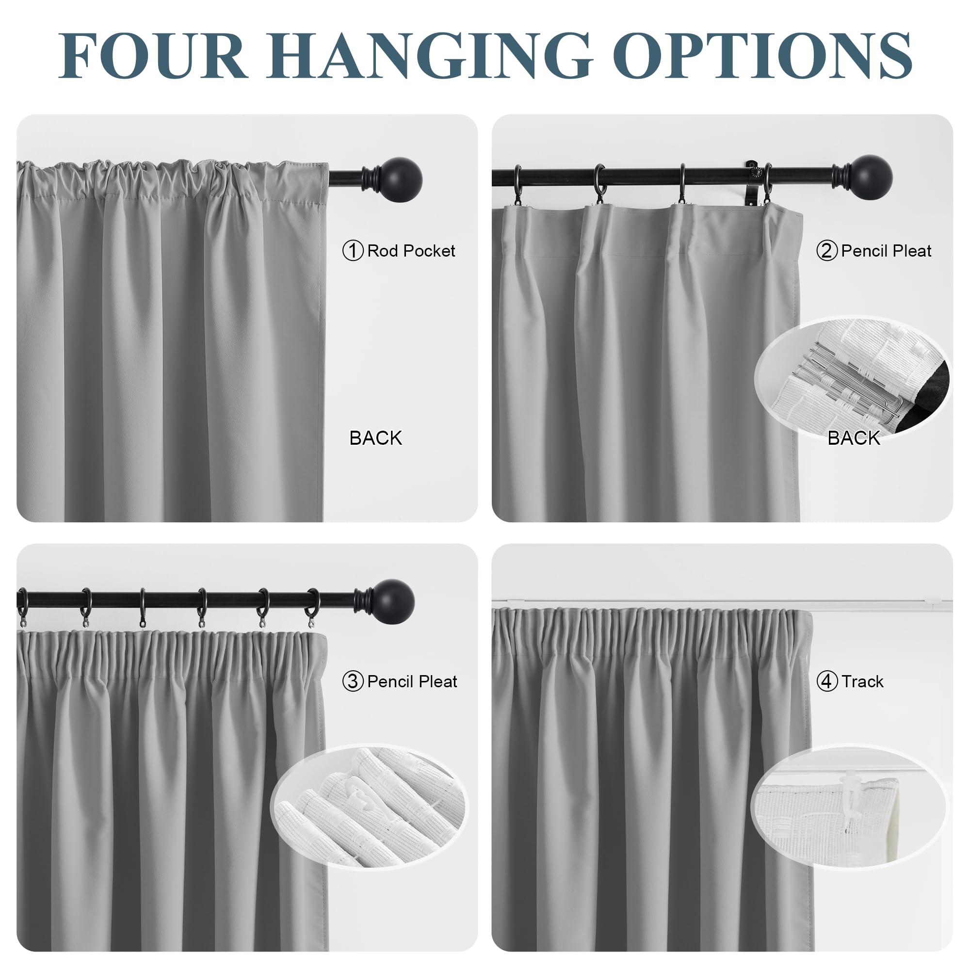 PONY DANCE 100% Blackout Curtains for Bedroom, Pencil Pleat Thermal Insulated Curtains - Image 3