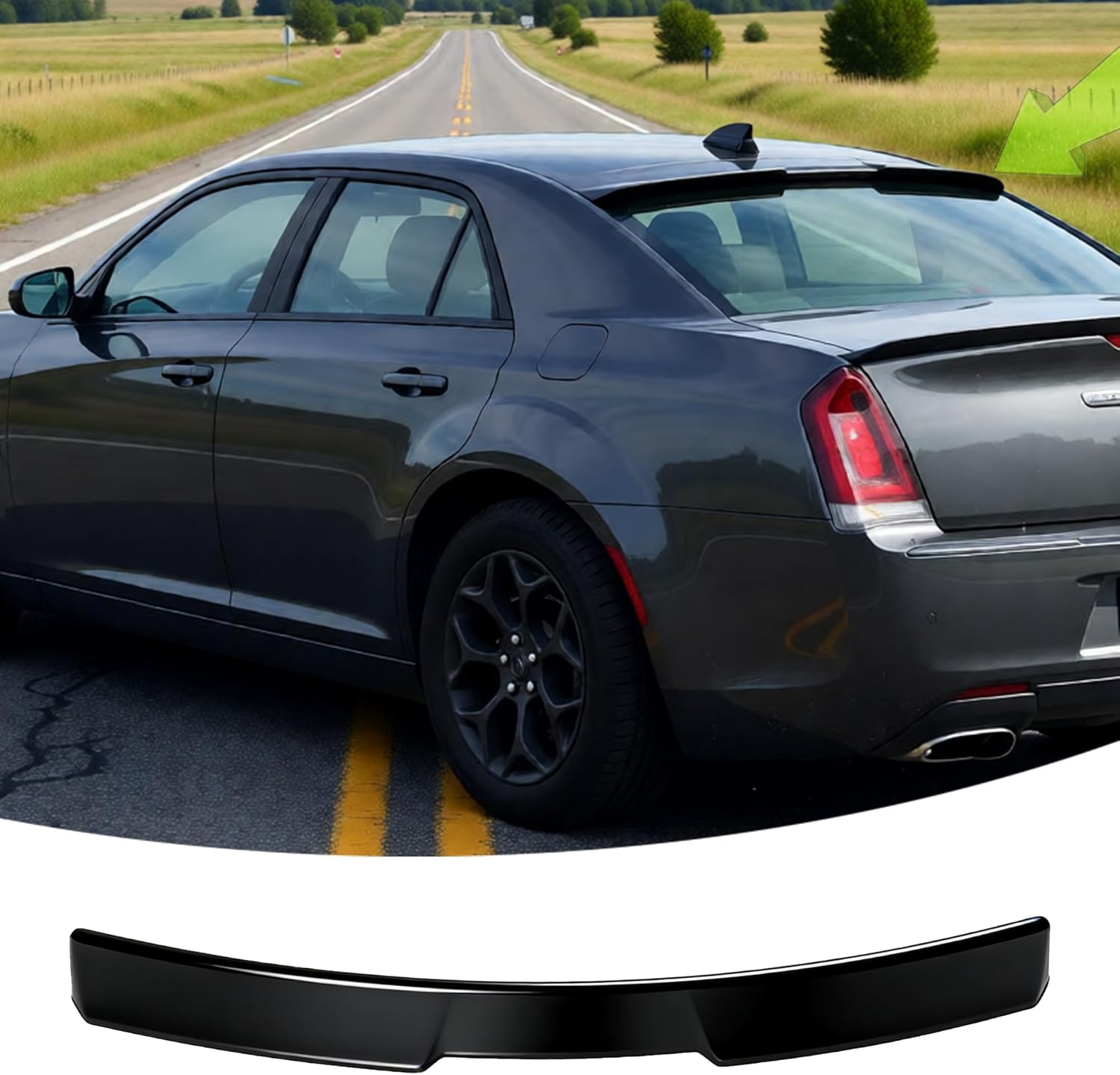 Rear Window Roof Spoiler Visor Wing Compatible with Chrysler 300 300C 300S Limited/Touring L 2011-2023 Gloss Black Top Wing Lip Exterior Accessories