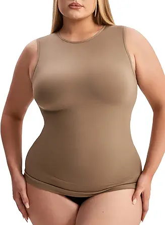 WAISTLINE Women's Compression Tank Top with Adjustable high Neck - Shapewear Cami for Tummy Control - Body Shaper Camisole