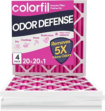  20x20x1 Air Filter (4-Pack) | Made in the USA | Color Changing | Remove Cat and Dog Odor | MERV 8 for Pet Hair Dander and Dust | 19.5"x19.5"x0.75" Exact Size