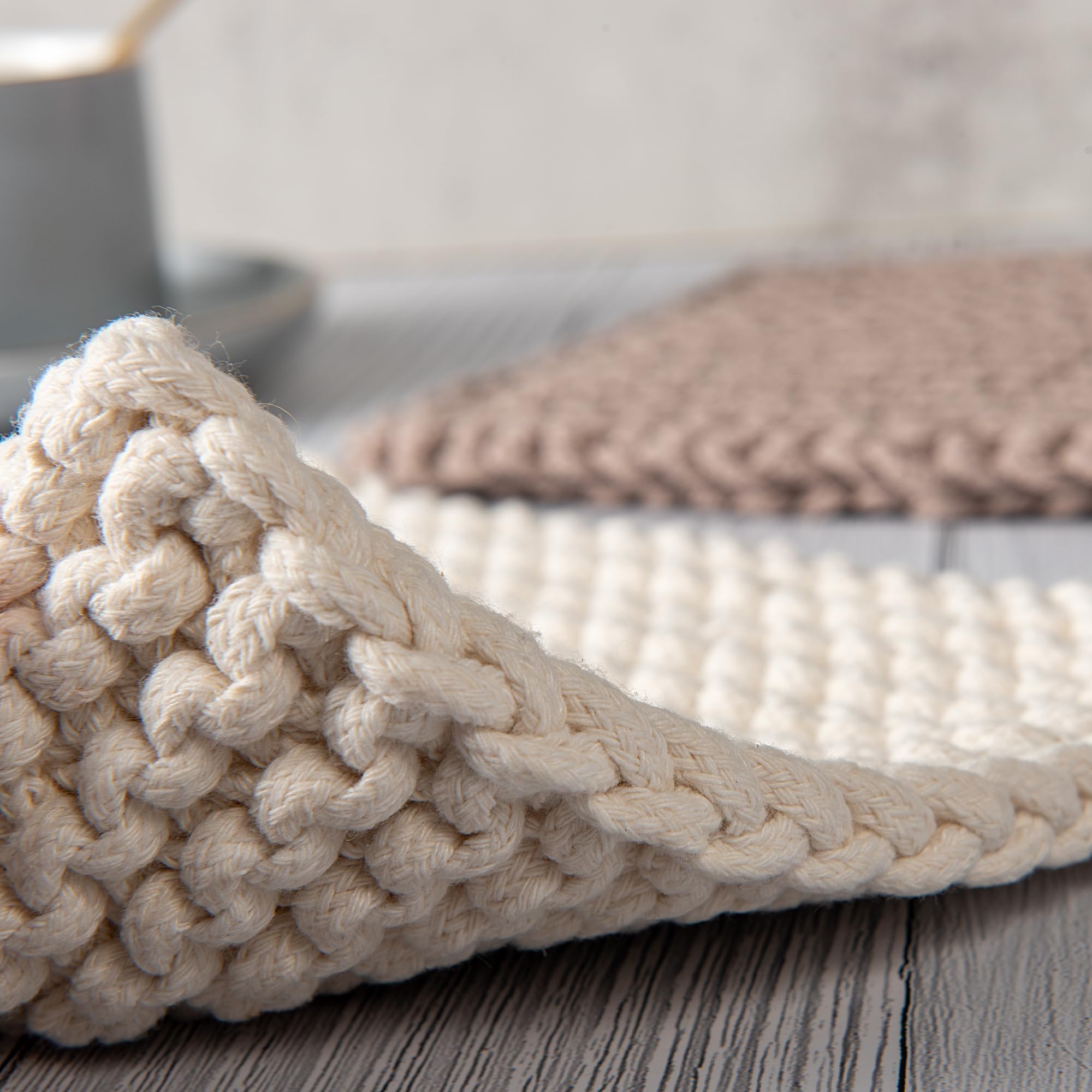 Eiyye Thick Crocheted Pot Holders, Handmade Hot Pads Crocheted Trivets for Kitchen hot Dishes(2-Pack), 8