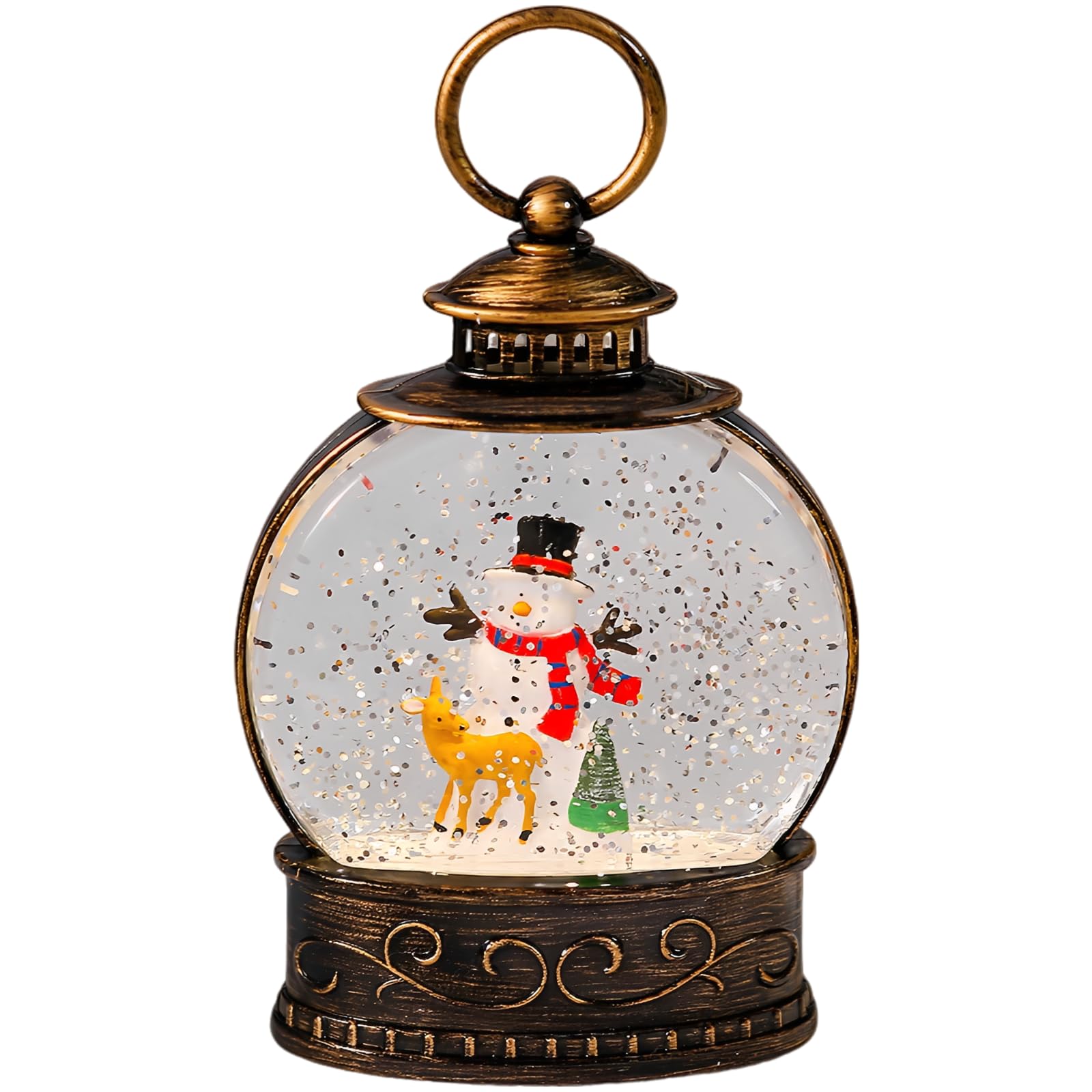 Linterna de globo de nieve de 15 cm estilo bronce con brillo constante para adornar tu hogar