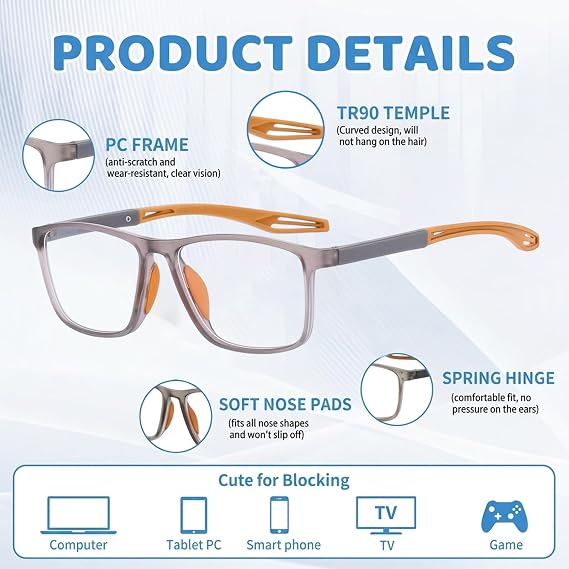 2 Pcs Bifocal Reading Glasses, Vision Sync Multifocal Glasses for Digital Screens and Outdoor Activities, Varifocal Glasses with Distance Vision Support