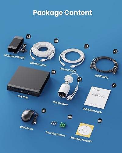 Miniatura 9 de Loocam Sistema de cámara de seguridad CCTV 4K PoE con cable de visión nocturna a color real, 4 cámaras IP PoE de 8 MP, NVR de 8 canales y disco duro