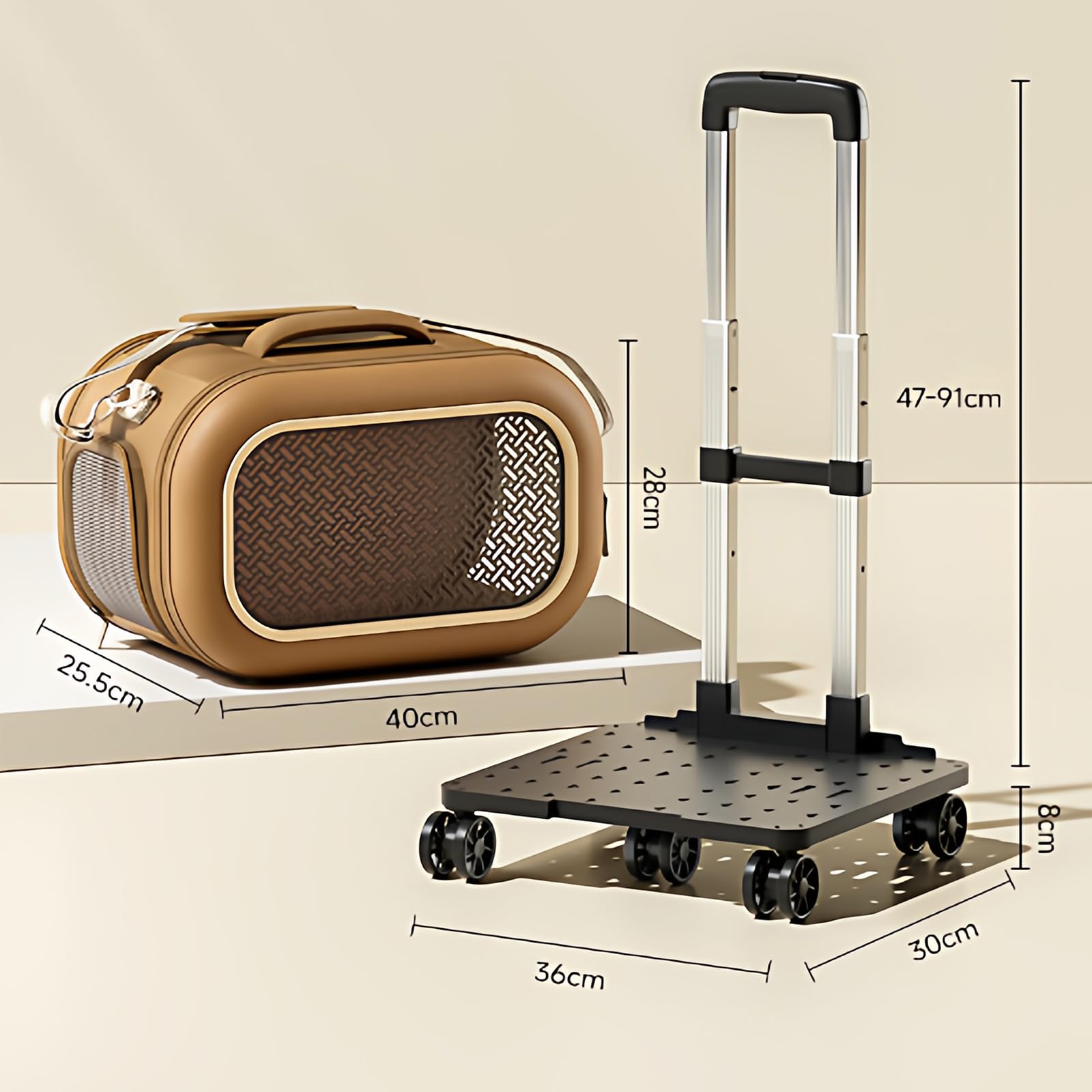 TransportíN con Ruedas para Gatos. Cuenta con Un DiseñO Plegable, Puertas Dobles, Almohadilla Y Ruedas, Lo Que Lo Hace Ideal para Acampar Y para Visitas Al Veterinario.