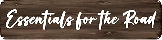 16x4 Inch Vintage Tin Sign,Essentials For The Road Quote Plaque,Retro Metal Wall Art,Rustic Hanging Decor For Garage,Bar,Kitchen And Office,Travel Lover Wall Ornament