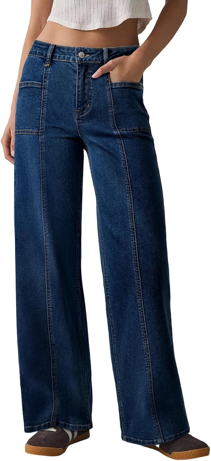 Sidefeel Womens Wide Leg Jeans High Waisted Stretchy Straight Leg Baggy Denim Pants - Amazon product rated Grade B