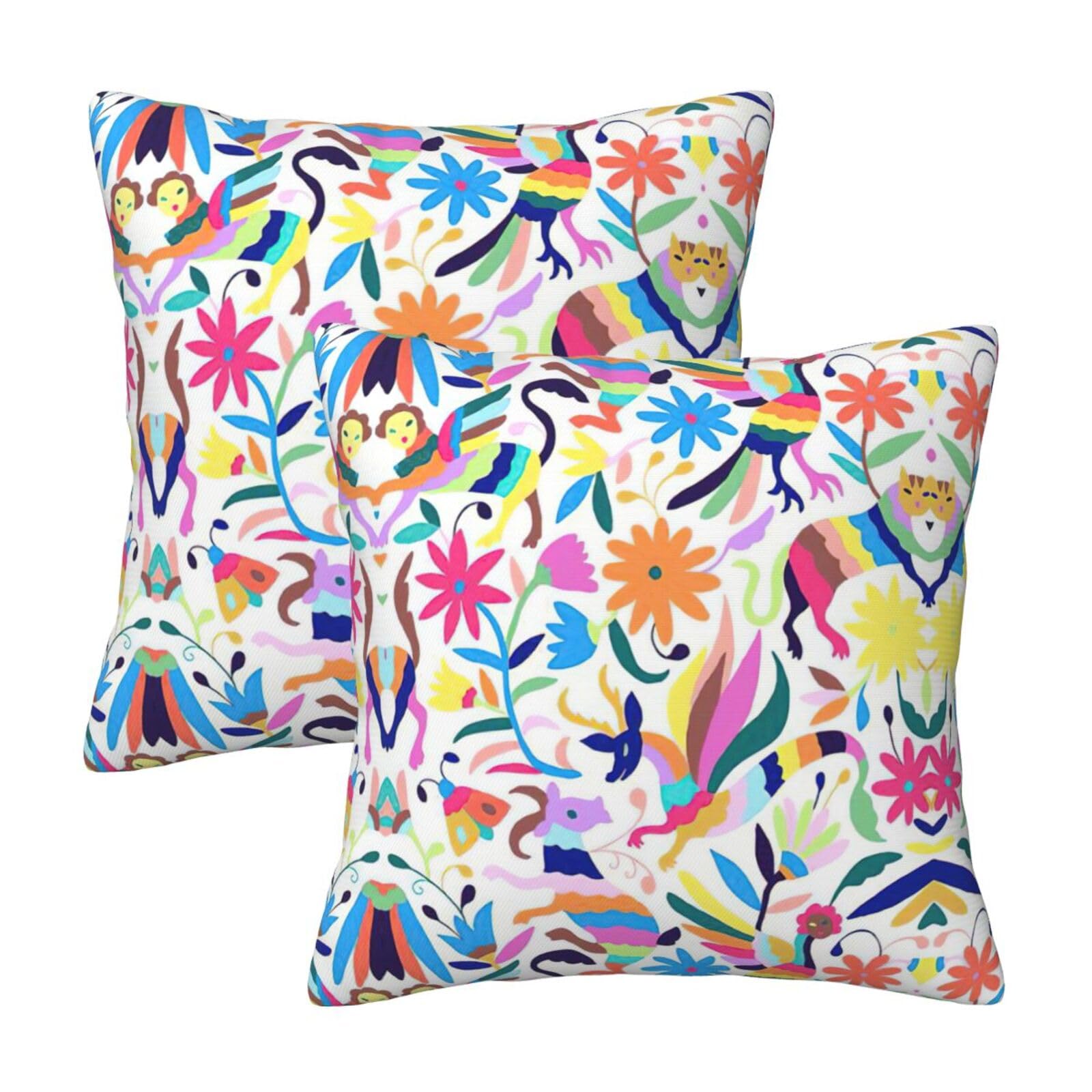 RRhgipp Mexican Otomi Animals Throw Pillow Cases Decorative Cushion Covers Couch Bed Sofa Decoration Xmas Gifts Bed