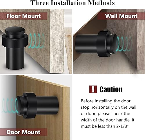 Vista 56 de KOLAKO Tope de puerta, tope de puerta cilíndrico para piso, 2 pulgadas/acero inoxidable, negro, moderno, resistente, cepillado sólido con Negro-2