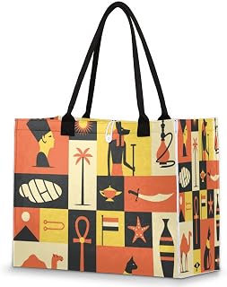 Bolsa feminina - sacolas de compras de supermercado reutilizáveis com alças camelo egípcio antigo grande bolsa de praia bolsas de trabalho bolsa de ombro bolsas de mão resistentes para compras, praia, trabalho, Multi