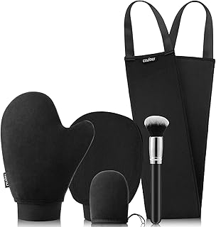CeleCily Fake Tan Mitt Applicator - Self Tanning Mitt Set for Self Tan Mitt with Velvet Tanning mitt,Tanning Mitten,Self Tanner Back Applicator,Face Tanning Glove,Exfoliate Mitt,Tanning Brush