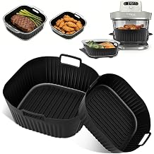 Dreamtop 2 Pack Silicone Air Fryer Liners for Ninja Crispi Pro AS101CY - Reusable Non-Stick Square Silicone Mats for 6 QT & 2.5 QT Glass Container, Air Fryer Baskets Liners, Dishwasher Safe