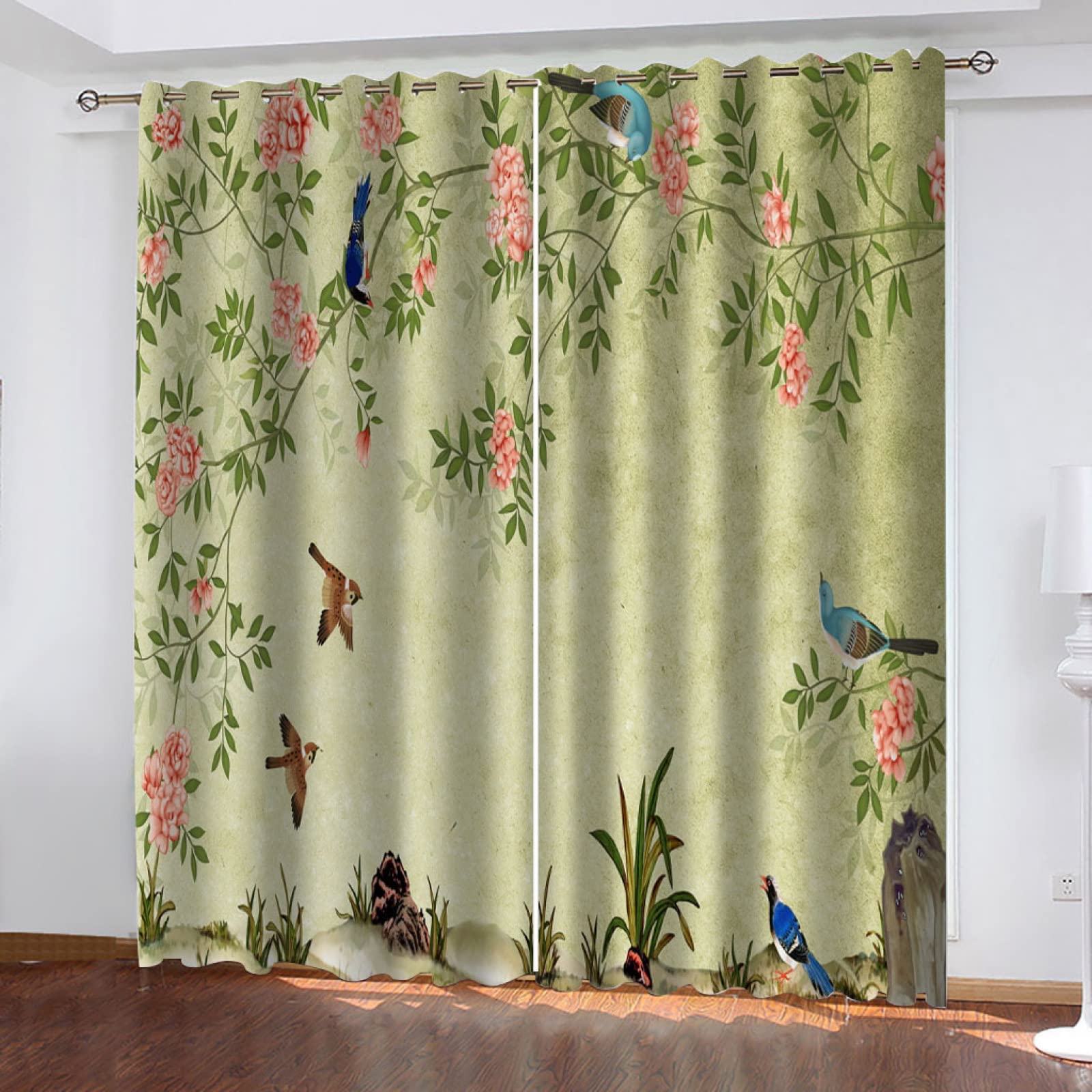 Vorhang Blickdicht Verdunklungsvorhänge Gardienen 2-SetBlume 150x166cm