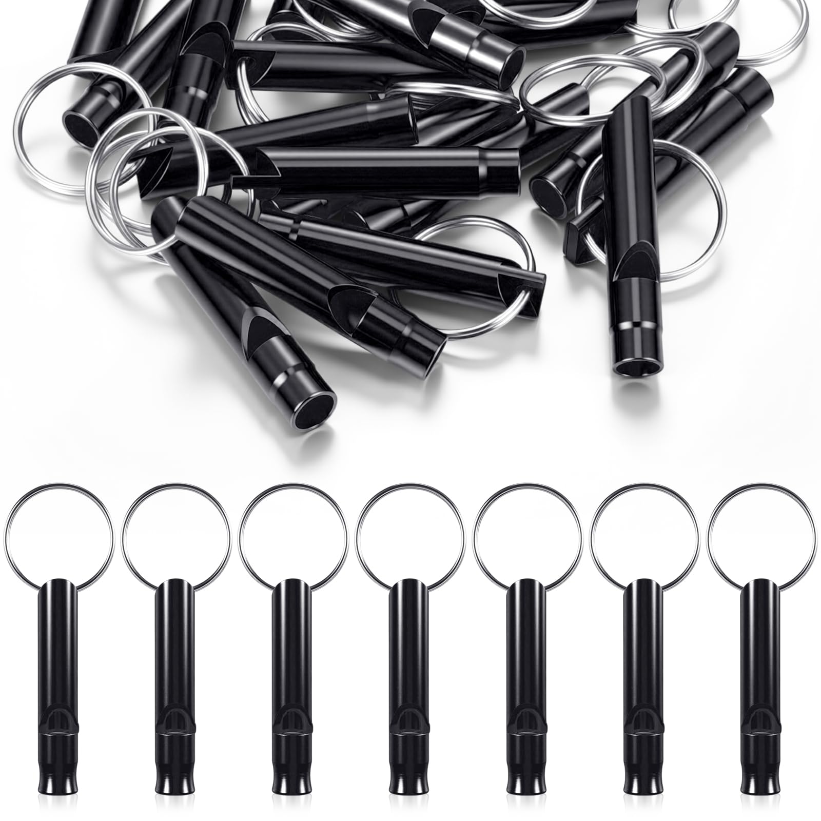 Konohan Silbato de emergencia de aluminio 105 con llavero, silbato de supervivencia, resistente, ligero, sonido fuerte para mujeres, camping, defensa, senderismo, alarma, 7 colores