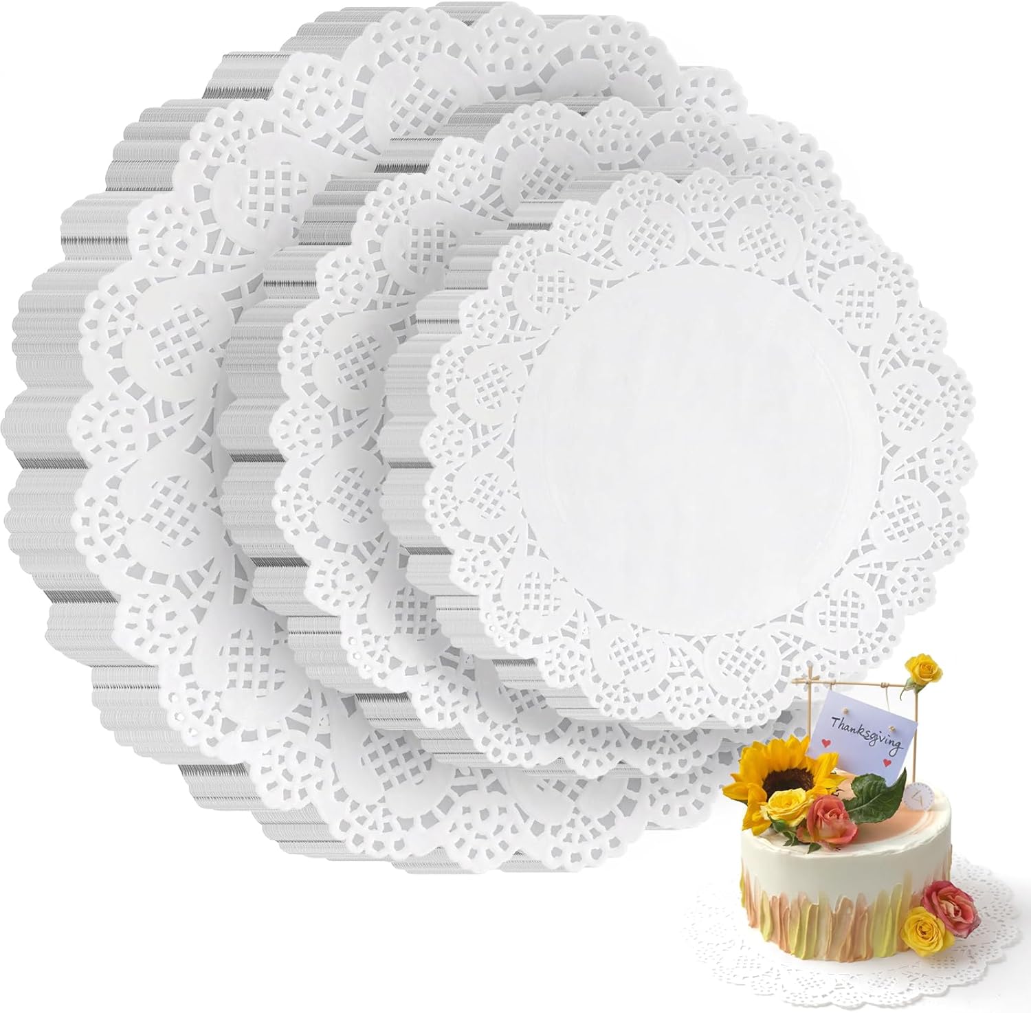 HAKSEN 108pcs Lace Paper Doilies Set - 6.5", 8.5", 10.5" Round Placemats for Parties, Weddings, Crafts & Table Decor