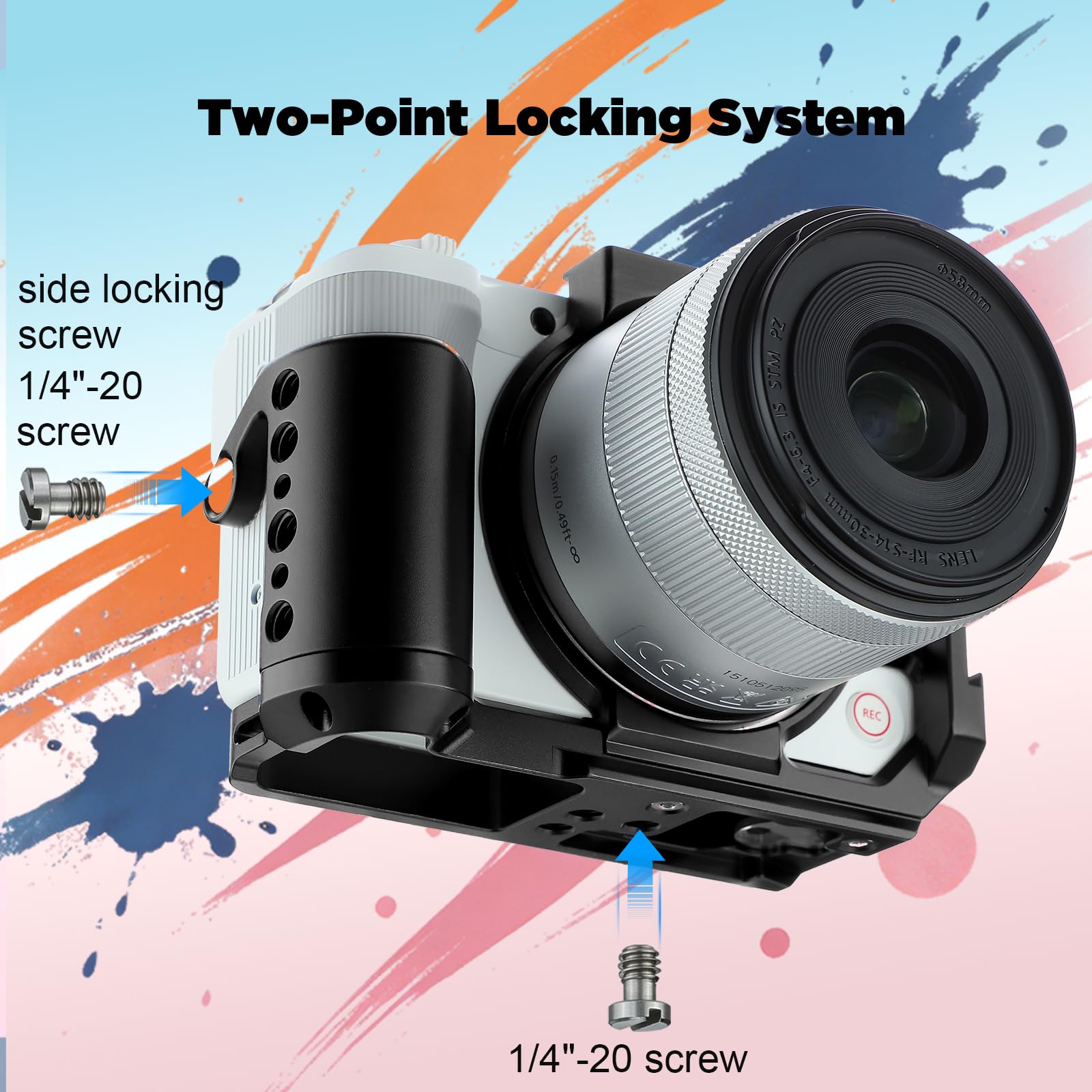Leftfoto R50 V Gabbia per fotocamera Canon R50V con impugnatura - Telaio di protezione per fotocamera con base Arca Compatibilità con stabilizzatore DJI RS - per riprese video Vlog