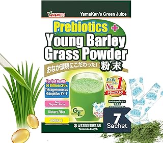 YAMAKAN Young Barley Grass Powder with Added Greens & Fiber Blend for Women & Man, Super Greens Powder with Grass Juice & Fiber for Inner Balance, Made in Japan, 7 Portable Sachets