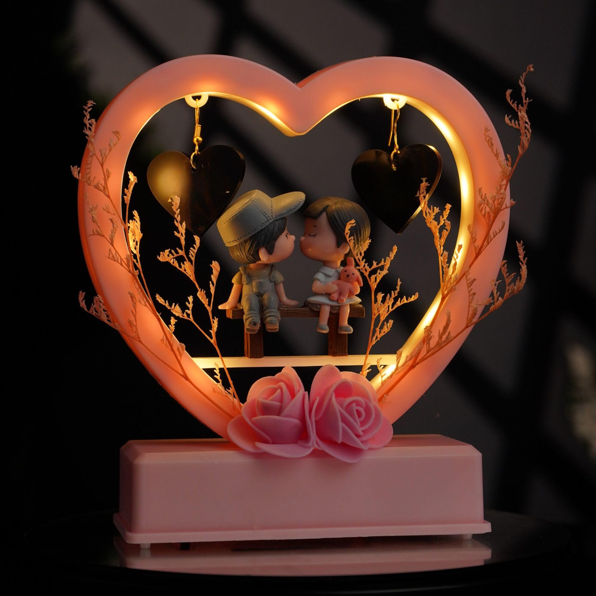 SHAYONA Personalized UV Printed Photo 3D Illusion LED Table Lamp for Couple Gift for Anniversary, Wedding, Marriage, Valentine Day- Your Wooden Base Text Egraved (Warm White) 1