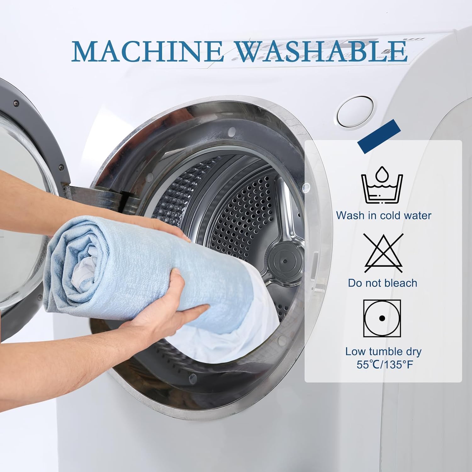 YOUR MOON Cooling Fitted Sheet Queen Size for Summer– Ultra Soft Cold Fitted Sheet for Hot Sleepers Night Sweats, Deep Pocket Cooling Sheet, Decorative with Ruffle Lace Look –Blue