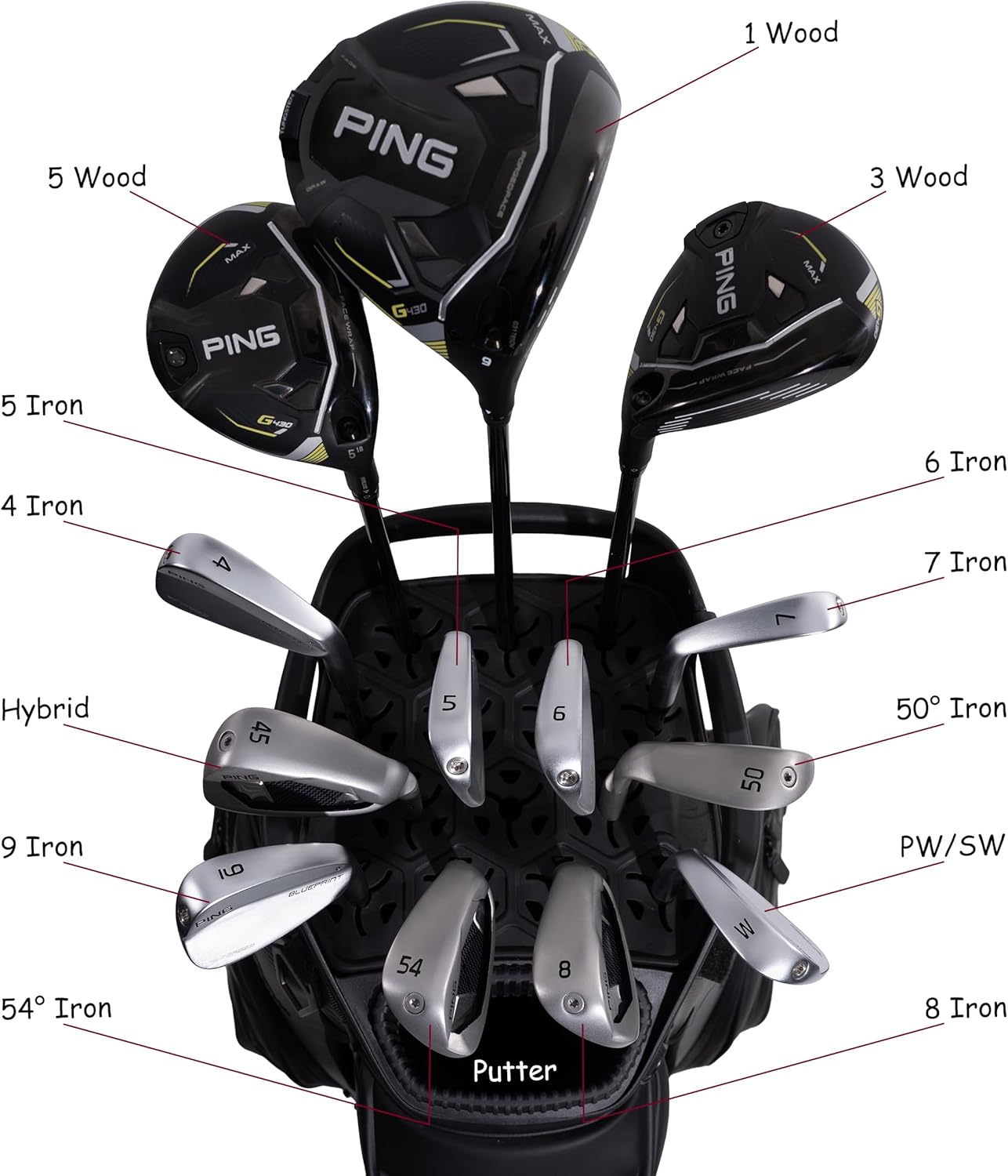 ASK ECHO Soundless Cart Golf Bag with 15 Way Full Length Dividers Golf SLC-130LE Cart Bag