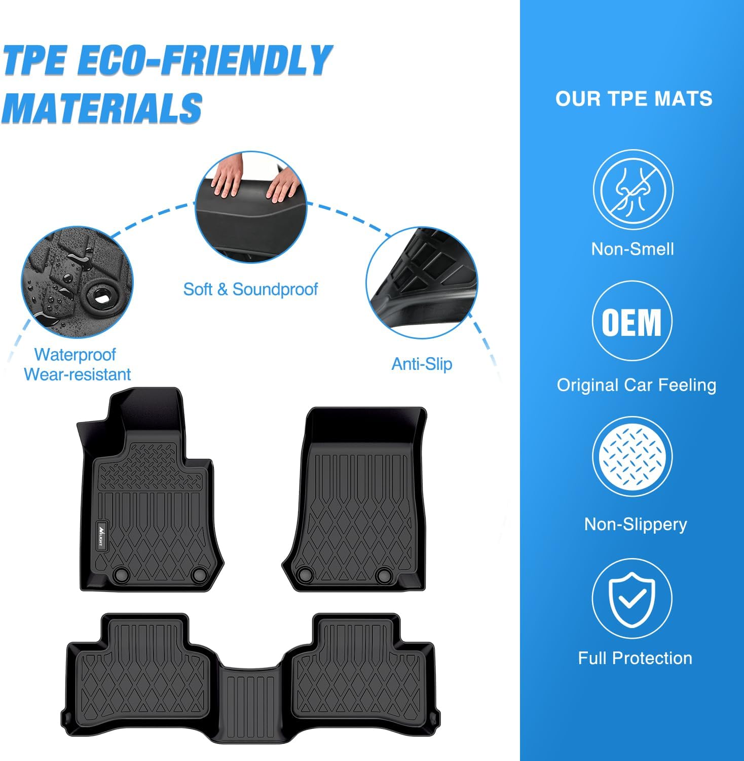 Nilight TPE Floor Mats for Mercedes Benz GLC 300 GLC 43 GLC 63 2016 2017 2018 2019 2020 2021 2022,All Weather Custom Fit Heavy Duty Floor Liners - Image 3