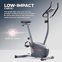 Vista 3 de Sunny Health & Fitness Smart Stationary Exercise Upright Bike w/Pulse Sensor & 4-Way Adjustable Seat, Cycling Machine for Home Cardio Training, Free