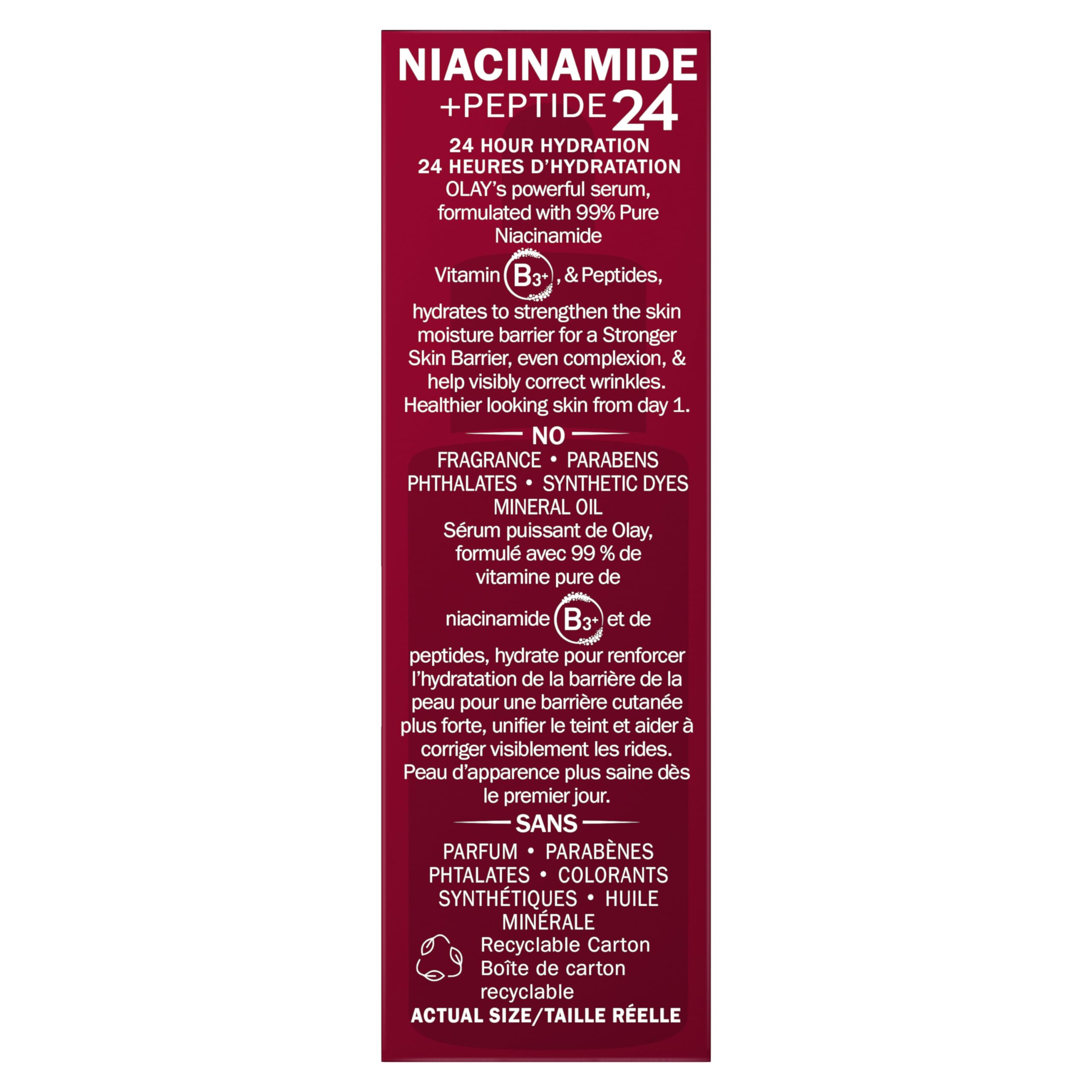 Olay Niacinamide + Peptide 24 Anti-Wrinkle Serum, Fragrance-Free, 1.3 oz