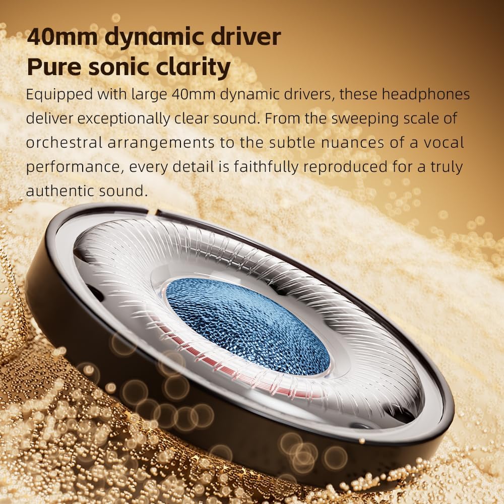 FiiO EH13 Wireless Noise Cancelling Headphones, 42dB Hybrid ANC Bluetooth Over-Ear Headphones, 45H Playtime, Foldable Headphones for Travel, Work & Commuting (Black)