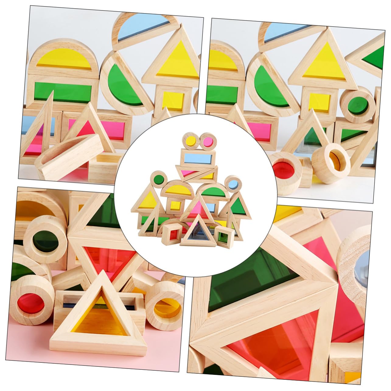 Hohopeti Blocchi Geometrici in Legno 24 Pezzi, Set Educativi per Bambini