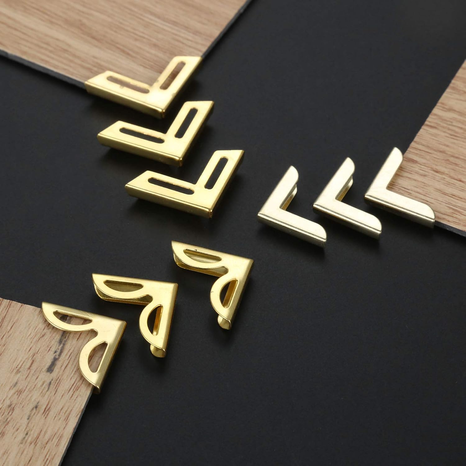 Yetaha 50 Pack Gold Box Corner Protectors, Premium Metal Edge Safety Guard for Book Notebook Album Menu, Desktop Jewelry Box Corner